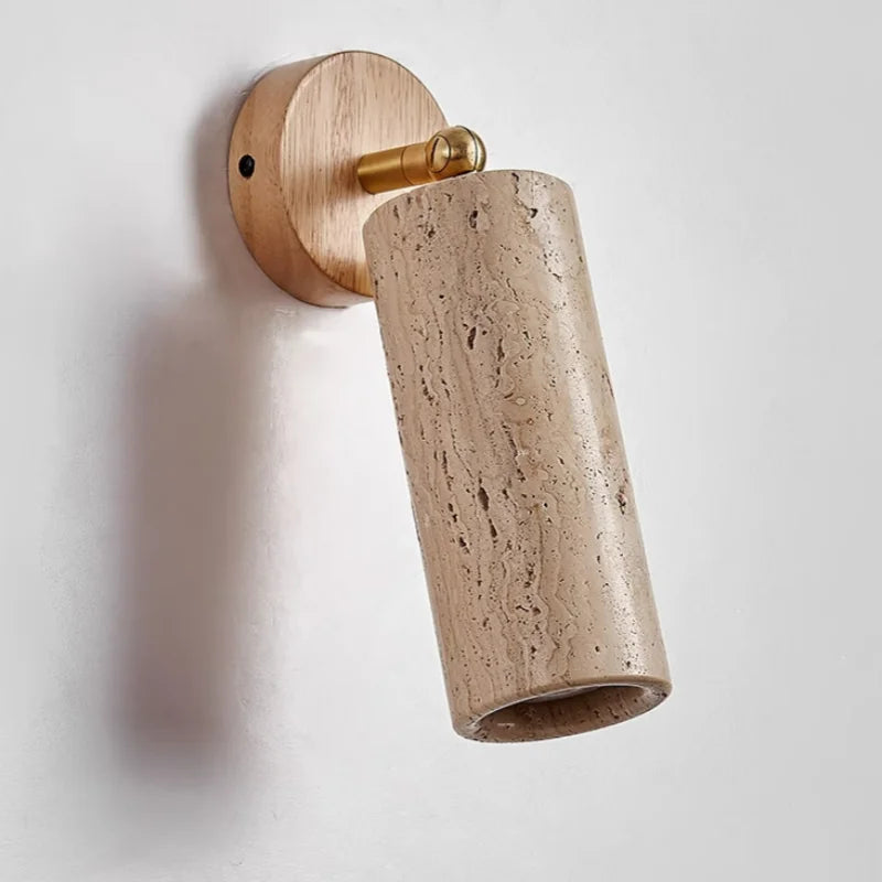 Axyaa Yellow Travertine Stone Wall Light Up Down Rotate Bedside Lamp