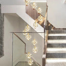 Axyaa Crystal Chandelier Stair Pendant Lamp Living Room Interior Lighting