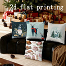 Axyaa Festive Santa & Deer Pattern Cushion Cover for Sofa, Bedroom, Car