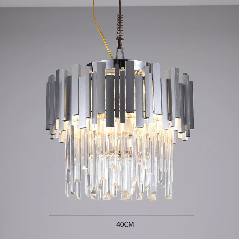 Axyaa Silvery Crystal Ceiling Chandelier for Luxury Home Decor.