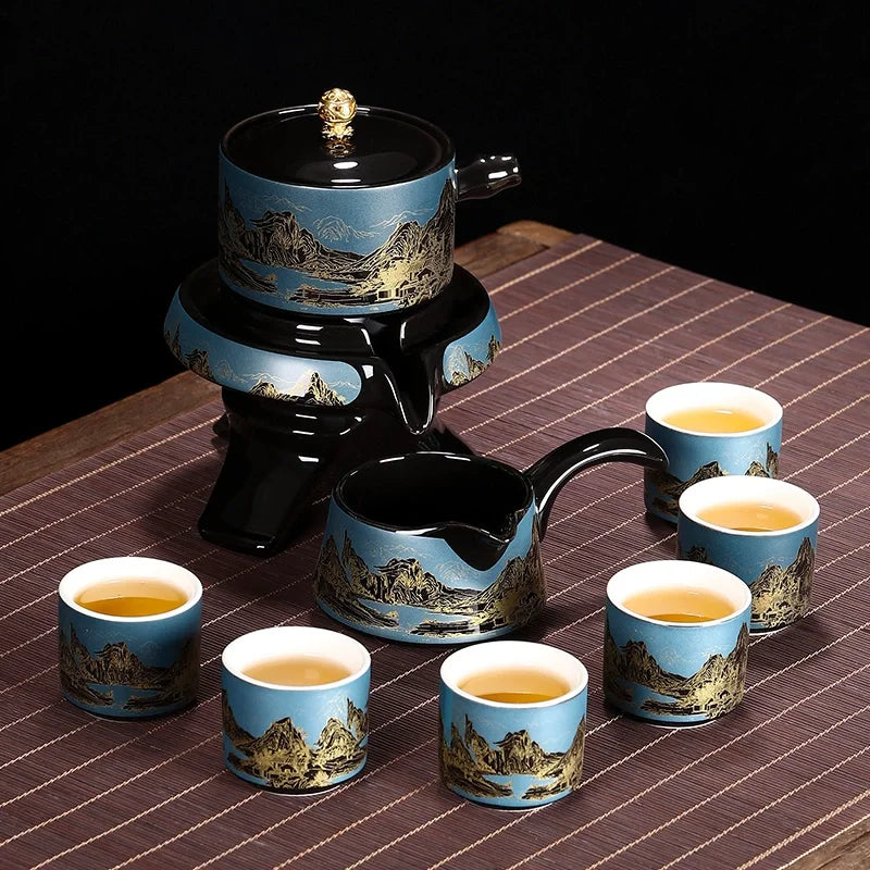 Axya™ 8-Piece Kung Fu Tea Set for 6 People, Bone Teapot, Gaiwan, Camping Tea Set