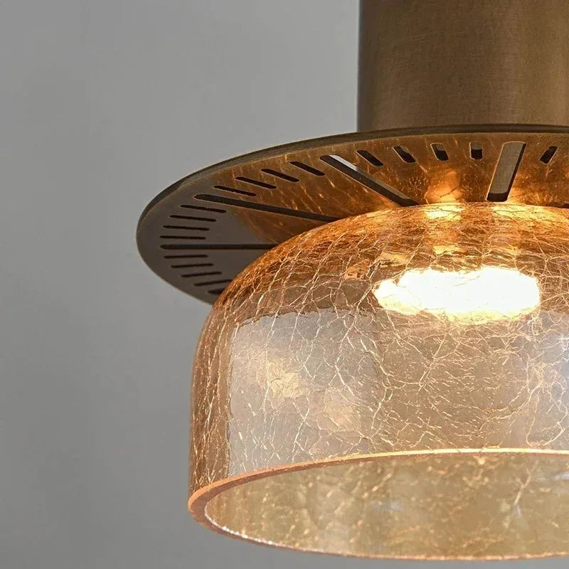 Axyaa Retro Cracked Glass LED Chandelier for Home, Bar, Coffee Shop