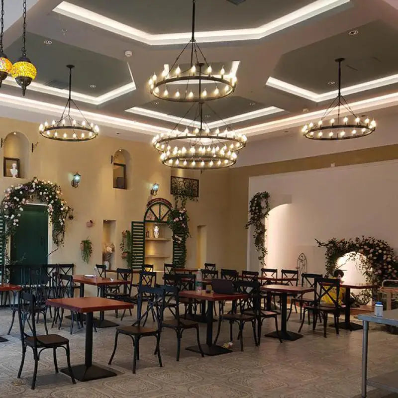Axyaa Retro Iron Double Pendant Lamp for Cafe Restaurant Bar Chandelier