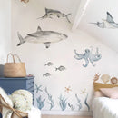 Axyaa Sharks Wall Decals | Ocean Animal Sticker | Under The Sea Nursery Decor