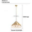 Axyaa Gold Cone Pendant Chandelier Modern Bubble Glass LED Hanging Lamp
