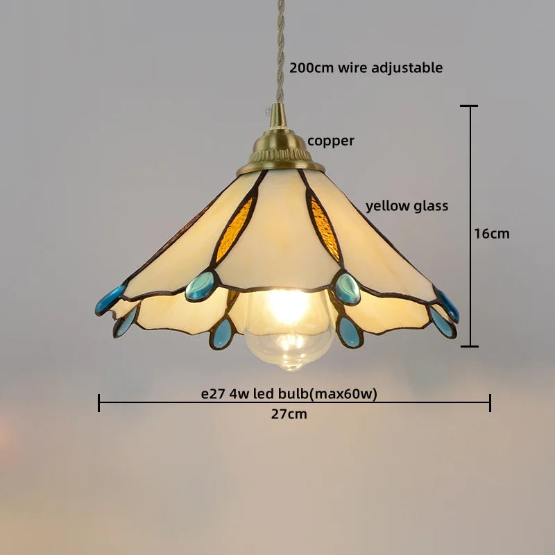 Axyaa Modern Pink Glass LED Pendant Lights Copper Hanging Lamp for Home Decor