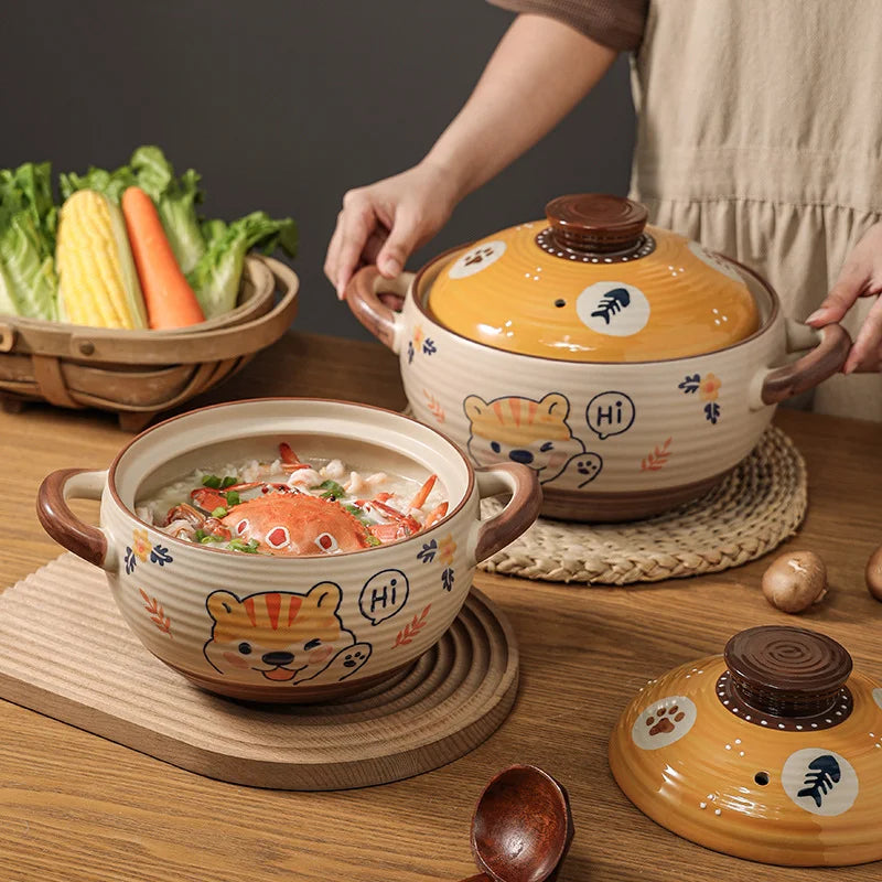 Axya Ceramic Gas Casserole Saucepan for Soup and Cooking - Kitchen Cookware Pot