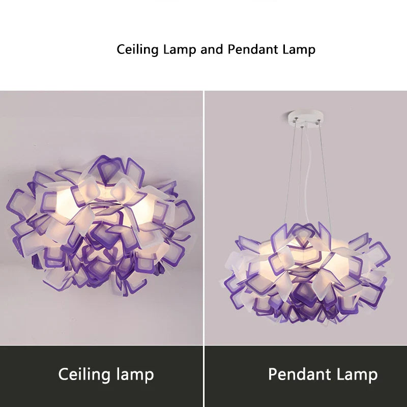 Axyaa Flower Ceiling Pendant Lamp with Acrylic Lampshade and LED Lights