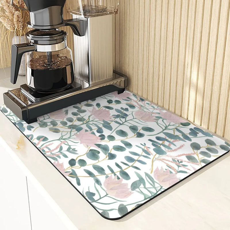 Axyaa Flowers Silicone Drying Mat: Non-Slip Kitchen Table Decor & Protection