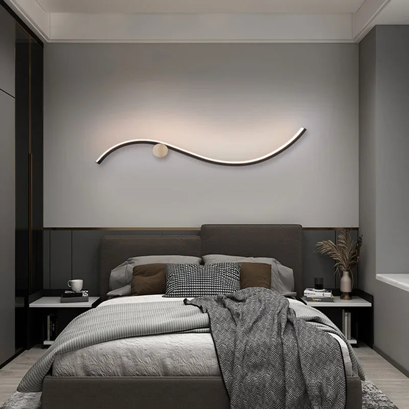 Axya Curved Line LED Wall Sconce for Bedroom Stairs Living Room