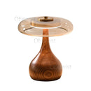 Axyaa French Retro Wooden Desk Table Lamp with Glass Shade