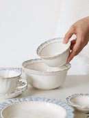 Axya Ceramic Lace Plate Set & Blue Breakfast Mug Collection for Elegant Home Tableware