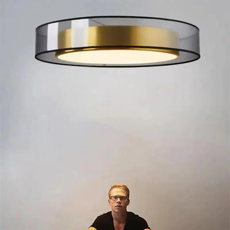 Axyaa Nordic Minimalist Ceiling Lamp in Black Gold, LED Bedroom Study Light