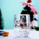 Axyaa Christmas Glass Cup with Christmas Tree Snowman Design