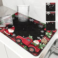 Christmas Dwarf Gift Poinsettia Drying Mat by Axyaa - Non-Slip Absorbent Kitchen Mat