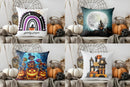Axyaa Halloween Rainbow Pumpkin Design Cushion Cover