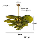 Axyaa Glass Flower Petal Chandelier - Bronze Metal Dining Table Hanging Lamp