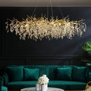 Axyaa Prismatic Leaf Crystal Chandelier Luxury Living Room Pendant Lights