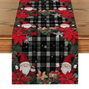 Axyaa Christmas Dwarf Gift Table Runner Holly Poinsettia Farmhouse Decor