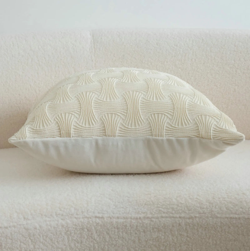 Axyaa Cream Jacquard Throw Pillow Cover Nordic Style Cushion Sofa Decor Pillowcase