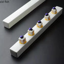 Axyaa White Ceramic Long Strip Plate Square Dessert Sushi Snack Molecular Cuisine Specialty Tableware