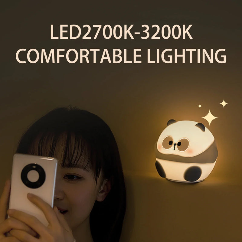 Axyaa Cute Panda Silicone Night Light - Rechargeable LED Lamp for Kids