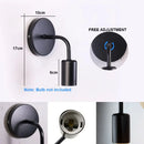 Axyaa Black Iron Wall Lamp - Modern Minimalist Industrial Night Light for Bedroom Hallway