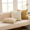 Axyaa Cream Yellow Corduroy Patchwork Pillow Covers in Soft Boho Style