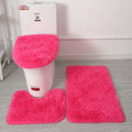 Axyaa 3 Piece White Bathroom Rugs Sets Non-Slip Bath Mats Lid Cover Contour Mat