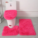 Axyaa 3 Piece White Bathroom Rugs Sets Non-Slip Bath Mats Lid Cover Contour Mat