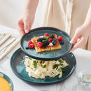 Axyaa Stoneware Dinnerware Set, 18-Piece Reactive Glaze Ceramic Plate Set