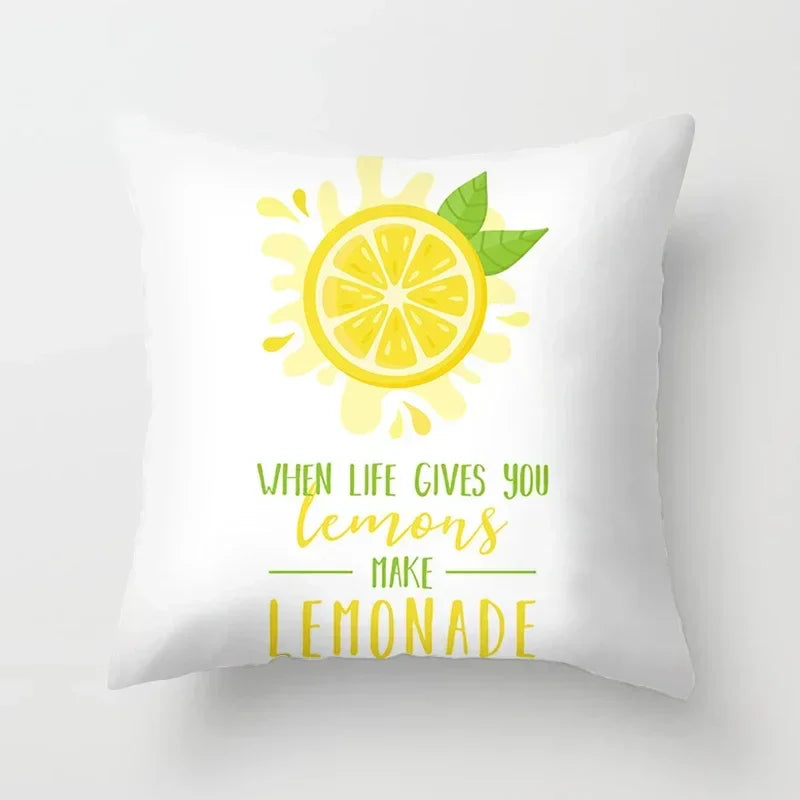 Lemon Pattern Summer Cushion Cover for Sofa Decor by Axyaa
