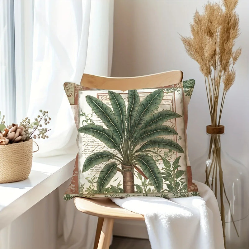 Axyaa Retro Tropical Plant Leaf Tree Print Pillowcase for Home Room Decoration