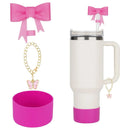 Axyaa Pink Bow Silicone Cup Accessories Set for 30/40 OZ Tumbler