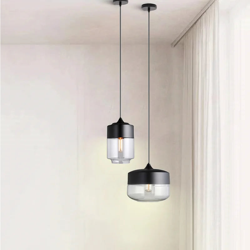 Axya Black Glass Pendant Lights for Dining Room, Kitchen, Bedroom - Nordic Design