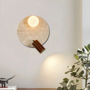 Axyaa Yellow Travertine LED Wall Lamps Indoor White Glass Stone Wood Stair Light