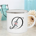 Axyaa Flower Mugs - Creative Enamel Coffee Cups Handle Drinkware for Wedding Gifts