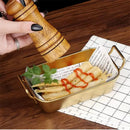 Axyaa Stainless Steel Snack Tray with Handle: Durable Square French Fries Plate