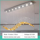 Axyaa Nordic Green Stone Glass LED Pendant Chandeliers for Dining Room