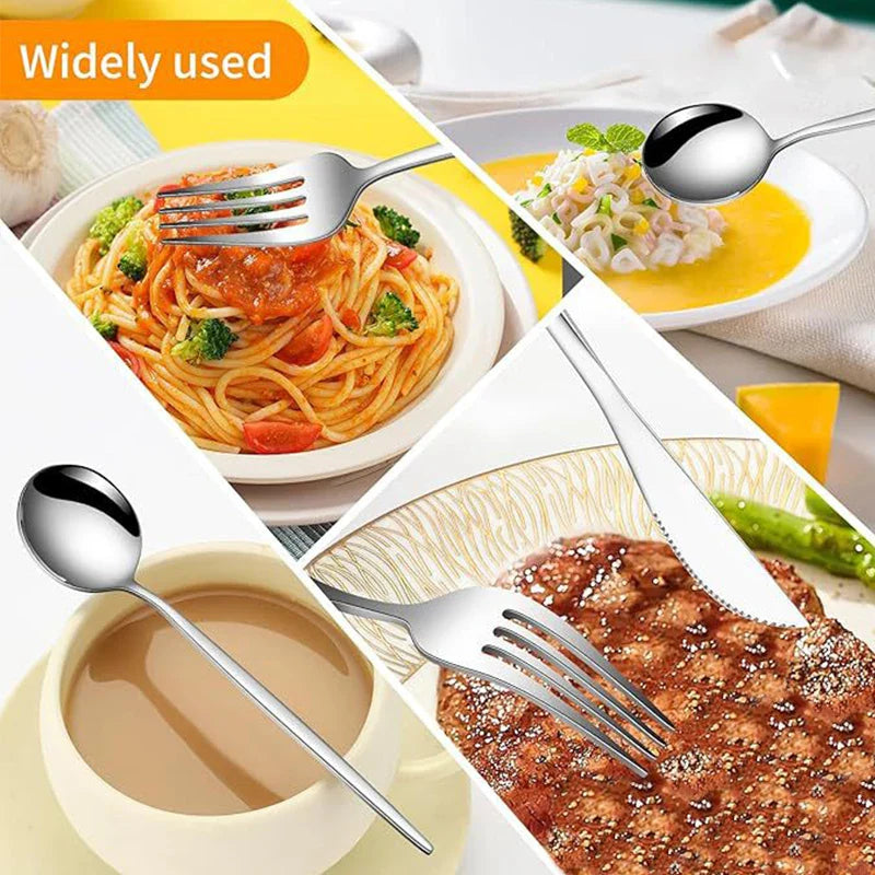Axyaa Stainless Steel Portuguese Tableware Set - 48 Pieces
