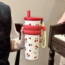 Axyaa Stainless Steel Thermal Water Bottle with Straw and Insulation
