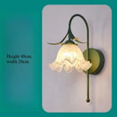Axyaa French Cream Orchid Iron Wall Lamp - Retro Glass Bedhead Sconce Light