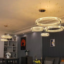 Axyaa Gold Steel Crystal Chandelier Remote Control Dimmable Pendant Lights