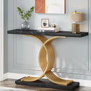 Axyaa Faux Marble Console Table with Geometric Metal Legs