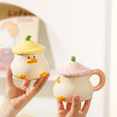 Axyaa Duck Ceramic Mug - Creative Cartoon Coffee Tea Cup for Kids