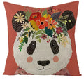 Axyaa Kawaii Flower Linen Pillow Case 45x45 cm Cute Animal Cushion Cover
