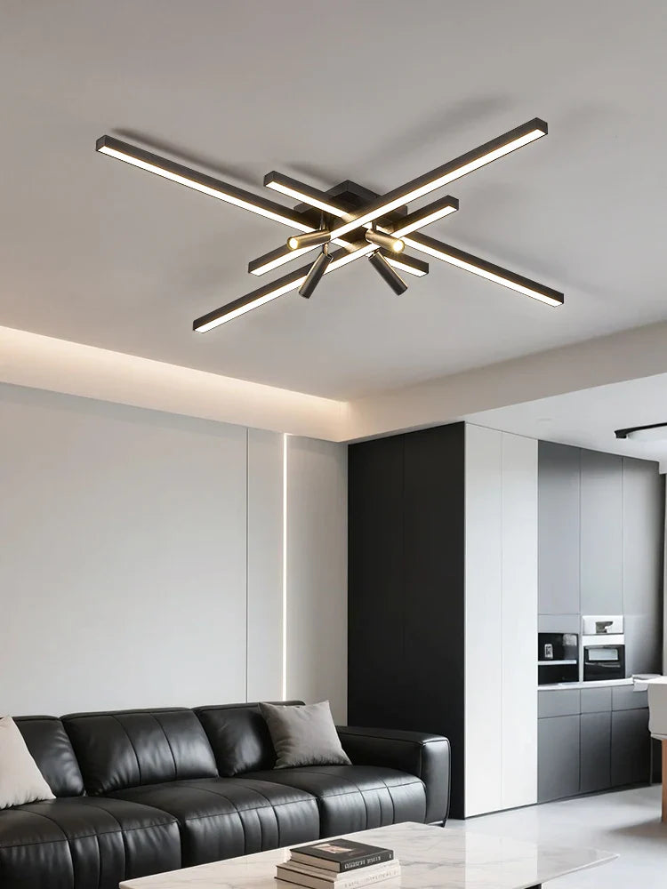 Axyaa Black Chandelier LED Ceiling Lamp Set for Modern Minimalist Style