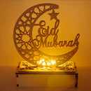 Wooden Moon Star LED Lights Decor for Eid Mubarak Night Light by Axyaa