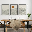 Japanese Alps Sunrise Abstract Line Canvas Wall Art Set by Axyaa