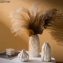 Axyaa Rainbow Stripes Ceramic Vase Hydroponics Plant Pot for Stylish Room Aesthetic Decor